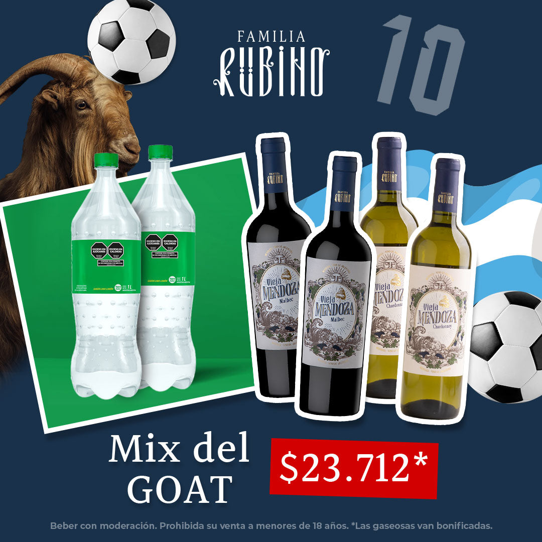 Mix del GOAT ⚽ 20% off + gaseosas de regalo!